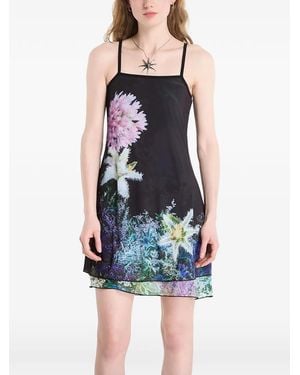 Desigual Reversible Floral-Print Layered Mini Dress - Blue
