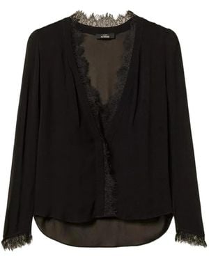 Twinset Georgette Blouse With Lace - Black