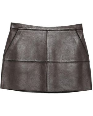 P.A.R.O.S.H. Leather Mini Skirt - Grey