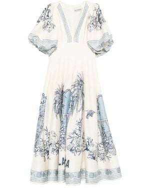 ALÉMAIS V-Neck Patterned Mini Dress - White