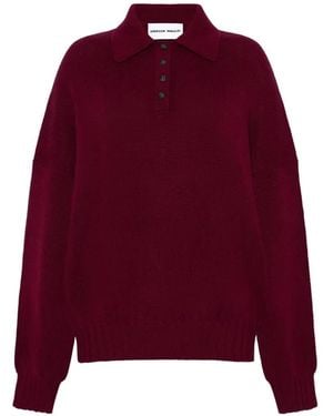 EMERSON RENALDI Button Knitted Polo Top - Red