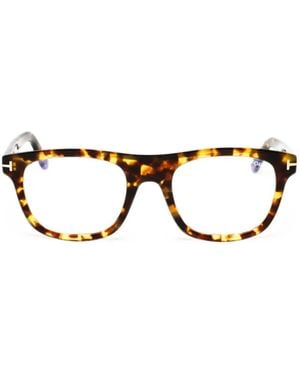 Tom Ford Tortoiseshell-Effect Rectangle-Frame Glasses - Black