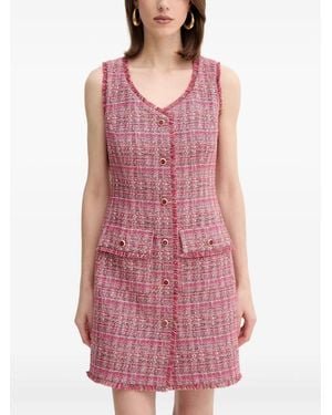 MARCIANO BY GUESS Claudia Tweed Buttoned Mini Dress - Red