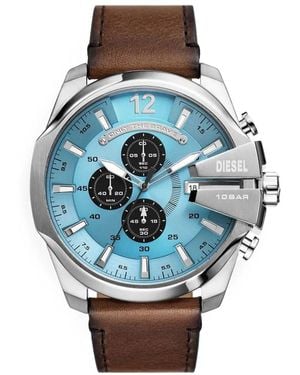 DIESEL Mega Chief Chronograph Leather Watch - Blue