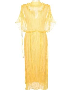 Ellery Vestido Midi Con Efecto Arrugado - Amarillo