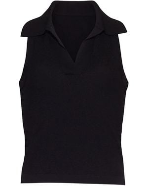 Cara Cara Polo-Neck Sleeveless Top - Black