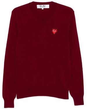 COMME DES GARÇONS PLAY Pullover Mit V-Ausschnitt - Rot