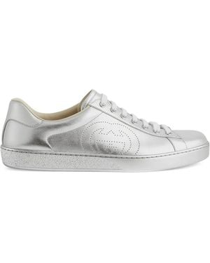 Gucci Ace Metallic Leather Trainer - White
