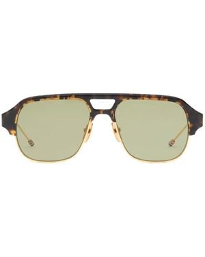 Thom Browne Lunettes De Soleil Pilote À Effet Écaille De Tortue - Green