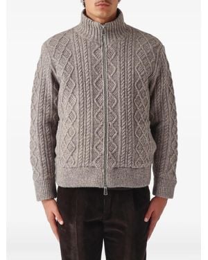 The Jack Leathers Magnus Cable-Knit Zip-Up Jacket - Gray