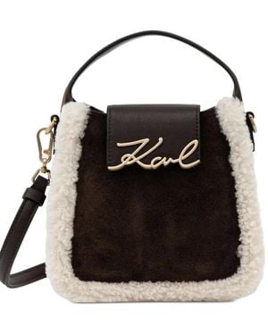 KARL LAGERFELD Umhängetasche Mit Shearling-Besatz - Schwarz