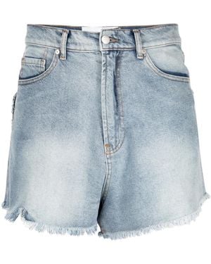 Natasha Zinko Heart-Appliqué Denim Shorts - Blue