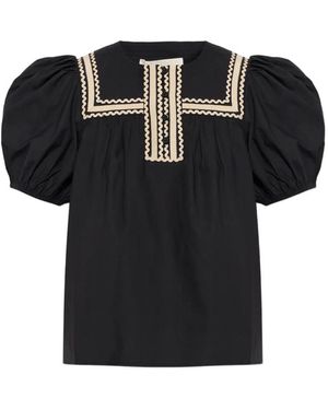 Ulla Johnson Lia Puff-Sleeve Top - Black