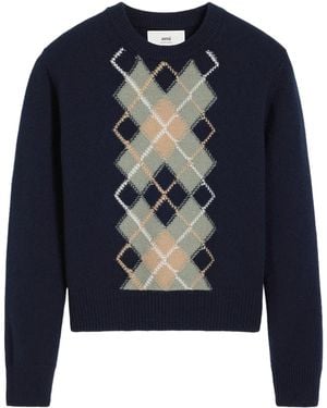 Ami Paris Wool And Cashmere Jumper - Blue