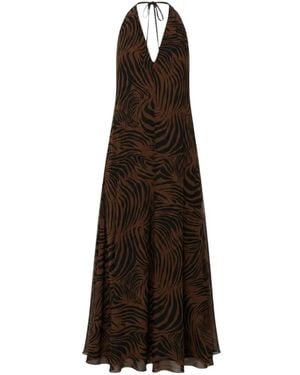 Max Mara Zebra-Print Maxi Dress - Brown