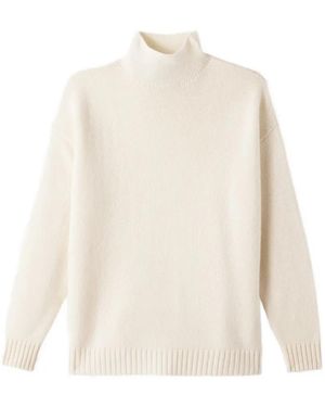 Bompard Ample High-Neck Side-Slit Sweater - White