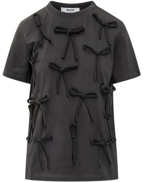 MSGM T-Shirt mit Schleife - Schwarz