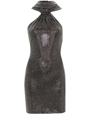 GIUSEPPE DI MORABITO Rhinestone-Embellished Hooded Mini Dress - Black