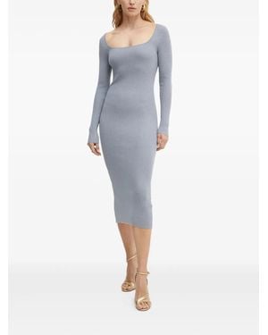 Guess Square-Neck Midi Dress - Blue