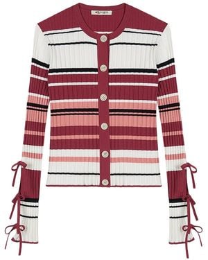 Ports 1961 Gestreifter Cardigan Mit Schleifendetail - Rot