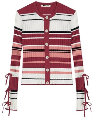 Ports 1961 Gestreifter Cardigan Mit Schleifendetail - Rot