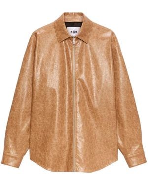 MSGM Mantel Met Rits - Bruin