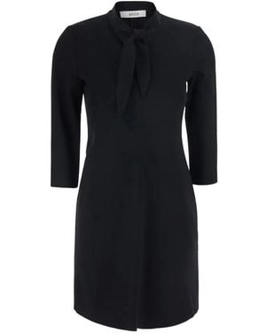 Jucca Pussy-Bow Three-Quarter Sleeve Mini Dress - Black