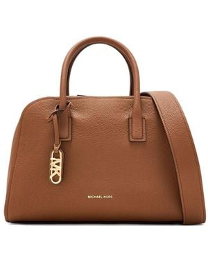 Michael Kors Logo-Plaque Satchel - Brown