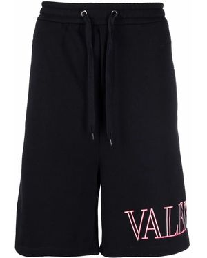 Valentino Garavani Logo Printed Drop-Crotch Shorts - Blue