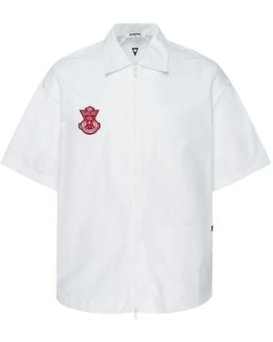 Black Jack Jewelry Logo-Patch Zip-Up Shirt - White