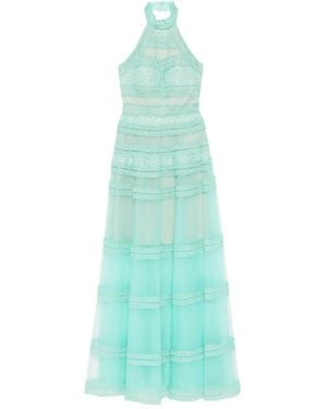 Saiid Kobeisy High-Neck Lace Maxi Dress - Blue