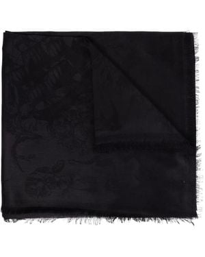 McQueen Floral-motif scarf - Schwarz