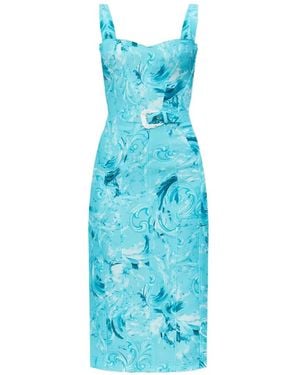 Versace Jeans Couture Floral Belted Dress - Blue