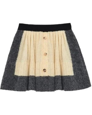 Loewe Pleated Button-Embellished Mini Skirt - Natural