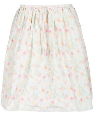 BERNADETTE Babydoll Floral-Print Gathered Mini Dress - White