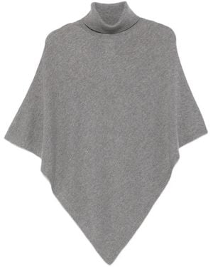 Patrizia Pepe Asymmetric Roll-Neck Poncho - Gray