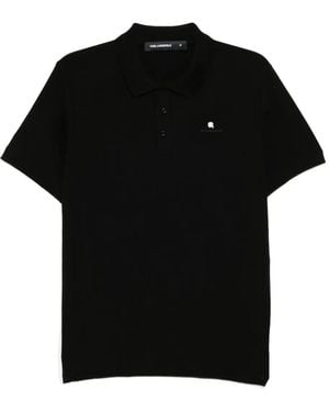 Karl Lagerfeld Poloshirt mit Logo-Prägung - Schwarz