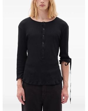Ann Demeulemeester Geripptes Ilyas T-Shirt Mit Schleifendetail - Schwarz