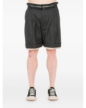 ANDERSSON BELL Pinstripe-Pattern Layered Shorts - Black