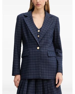 Fracomina Single-Breasted Checked Blazer - Blue