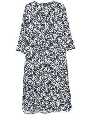 Max Mara Robe Mi-Longue Helmut Ceinturée À Imprimé Géométrique - Gray