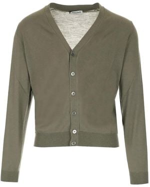 Al Duca d'Aosta V-Neck Ribbed-Trim Cardigan - Green