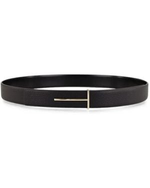 Tom Ford Cinturón De Piel Con Logo - Blanco