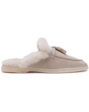 SCAROSSO Lucrezia Suede Mules - Natural