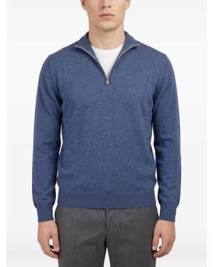 Brunello Cucinelli Quarter-Zip Wool Jumper - Blue