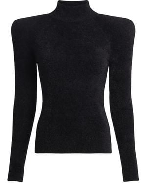 Balmain Fluffy Ribbed-Knit Jumper - Black