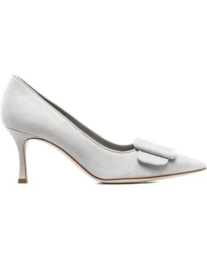 Manolo Blahnik Maysale Buckle Pumps - White