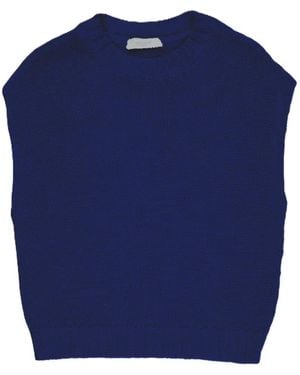 Zanone Knitted Round-Neck Knit Vest - Blue