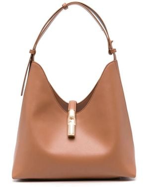 Furla Logo-Plaque Tote Bag - Natural