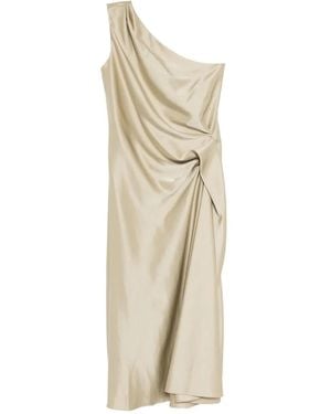 Amsale Satin One-Shoulder Dress - Natural